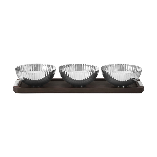 Georg Jensen Bernadotte Stainless Steel Triple Bowl in Stand Set | Minimax