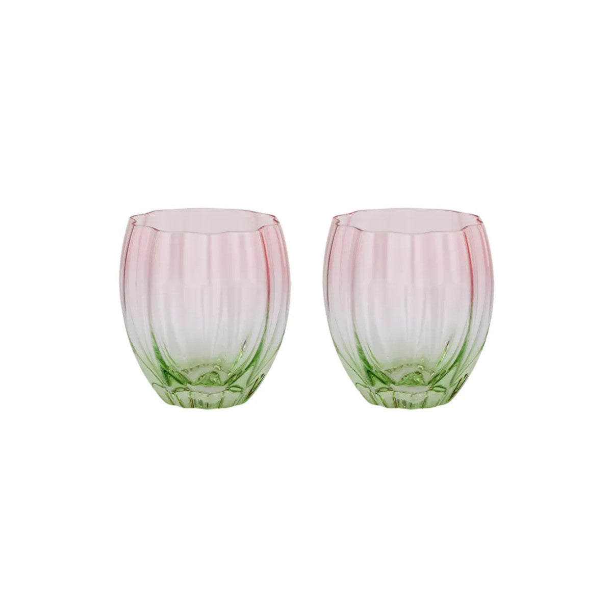 Coast to Coast Lotti Tulip Glass Tumbler Pink/Green 8x4x10cm (Set of 2) | Minimax