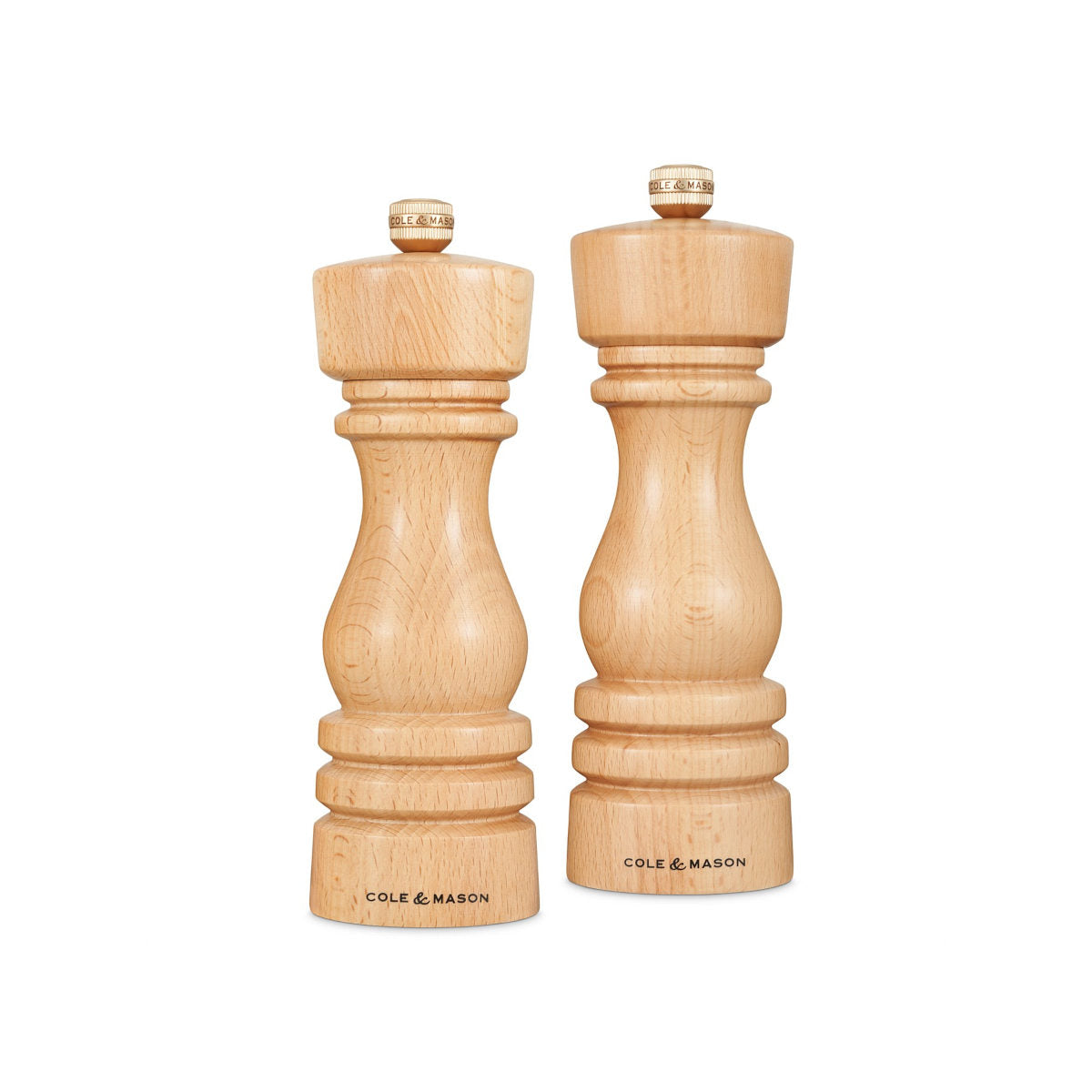 Cole & Mason London Salt & Pepper Mills Natural Beech 18cm | Minimax