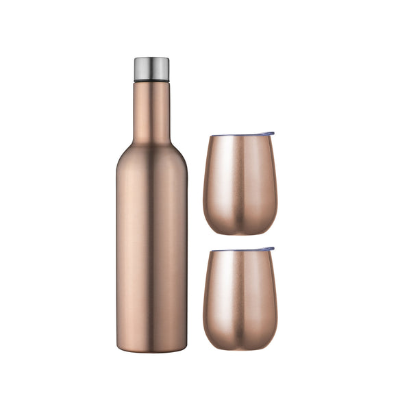 Avanti Double Wall Insulated Wine Traveller Set Rose Gold | Minimax