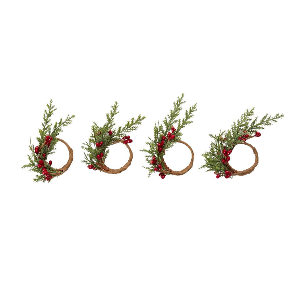 Gala Berry Pine Napkin Ring Set of 4 | Minimax