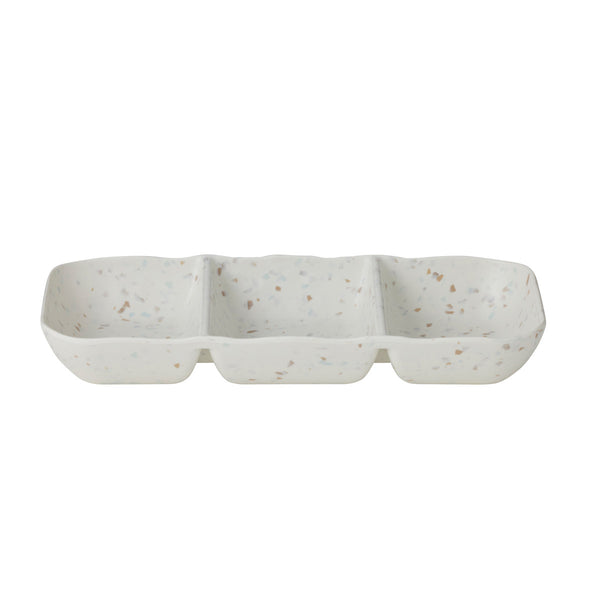 Tidal Terrazzo Melamine 3 Division Platter White 12 x 25cm | Minimax