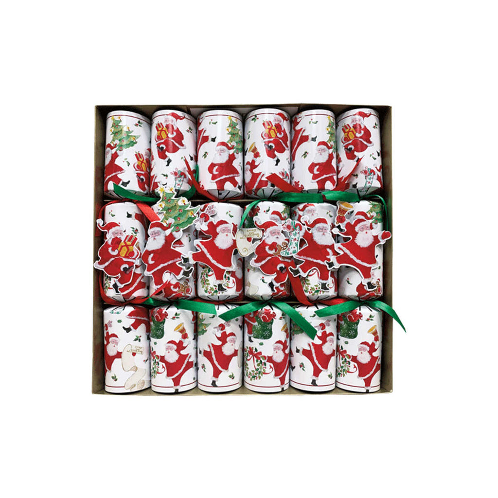 Caspari Dancing Santas Crackers 30.5cm (Set of 6) | Minimax