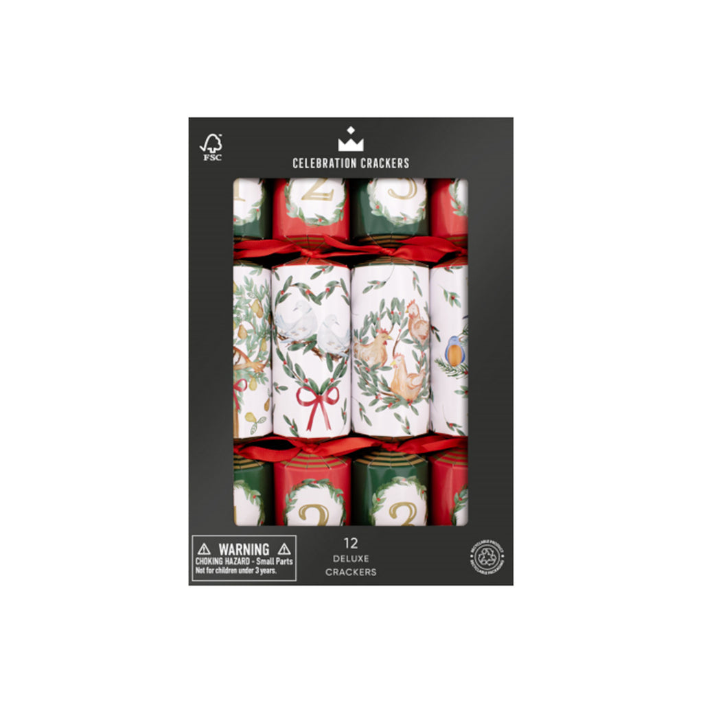 Celebration Crackers Deluxe 12 Days of Christmas Christmas Crackers 30cm (Set of 12) | Minimax