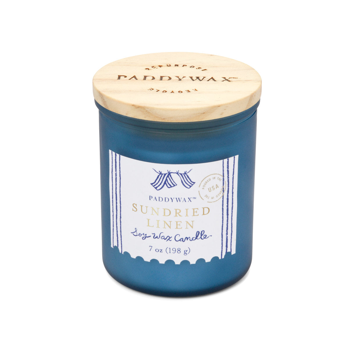 Paddywax Sundried Linen Glass Candle Coastal Sea Blue 198g | Minimax