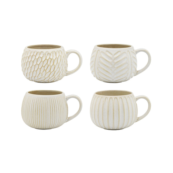 Ecology Fossil Mugs Chalk 330ml (Set of 4) | Minimax