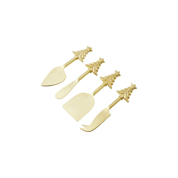 Epicurean Cuisine EAT Christmas Tree Cheese Knife Gold Set of 4 | Minimax