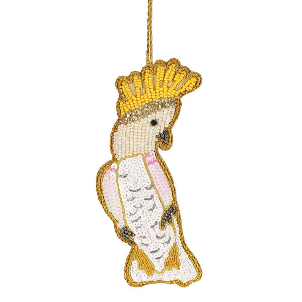 Florabelle Yellow Crested Cockatoo Sequin Haning Tree Decoration | Minimax