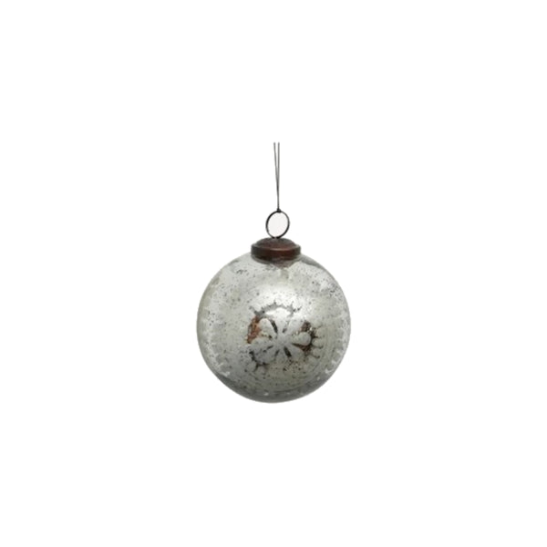 French Country Blast Glass Bauble Silver 8cm | Minimax