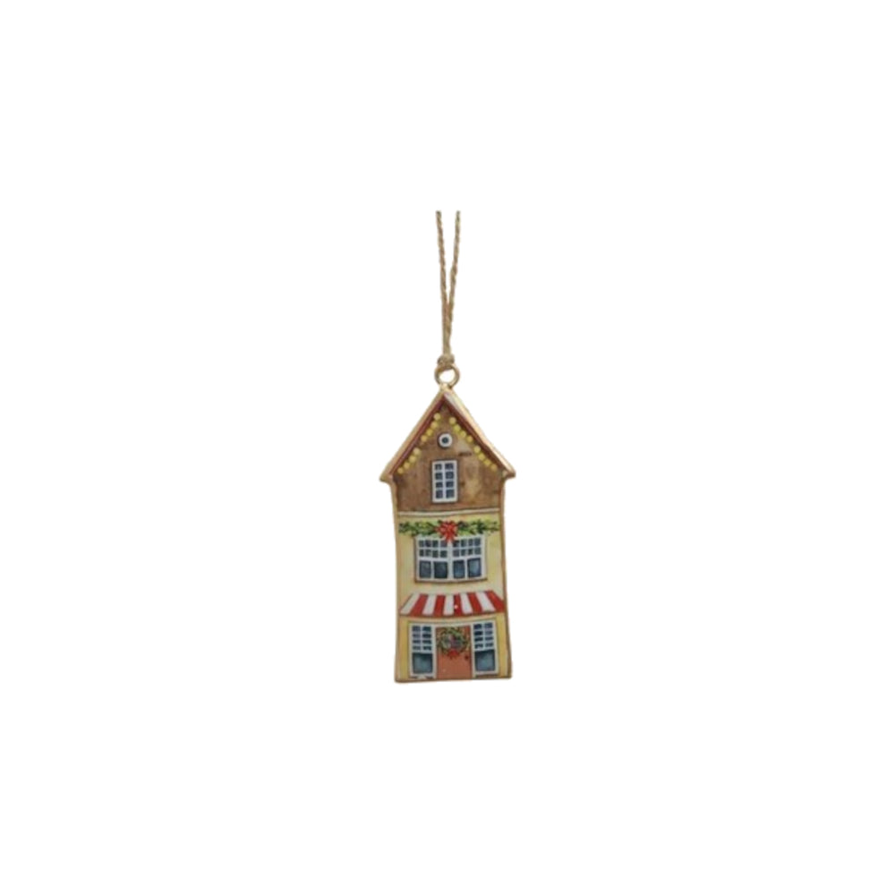 French Country House with Red & White Awning Ornament | Minimax