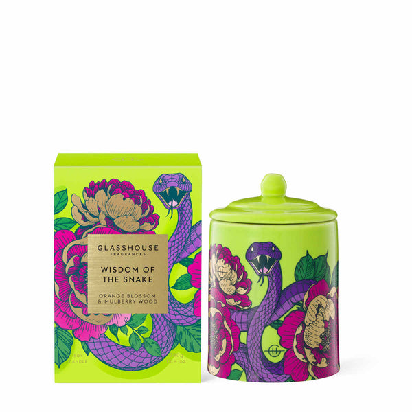 Glasshouse Fragrances Soy Candle Wisdom of the Snake 380g | Minimax