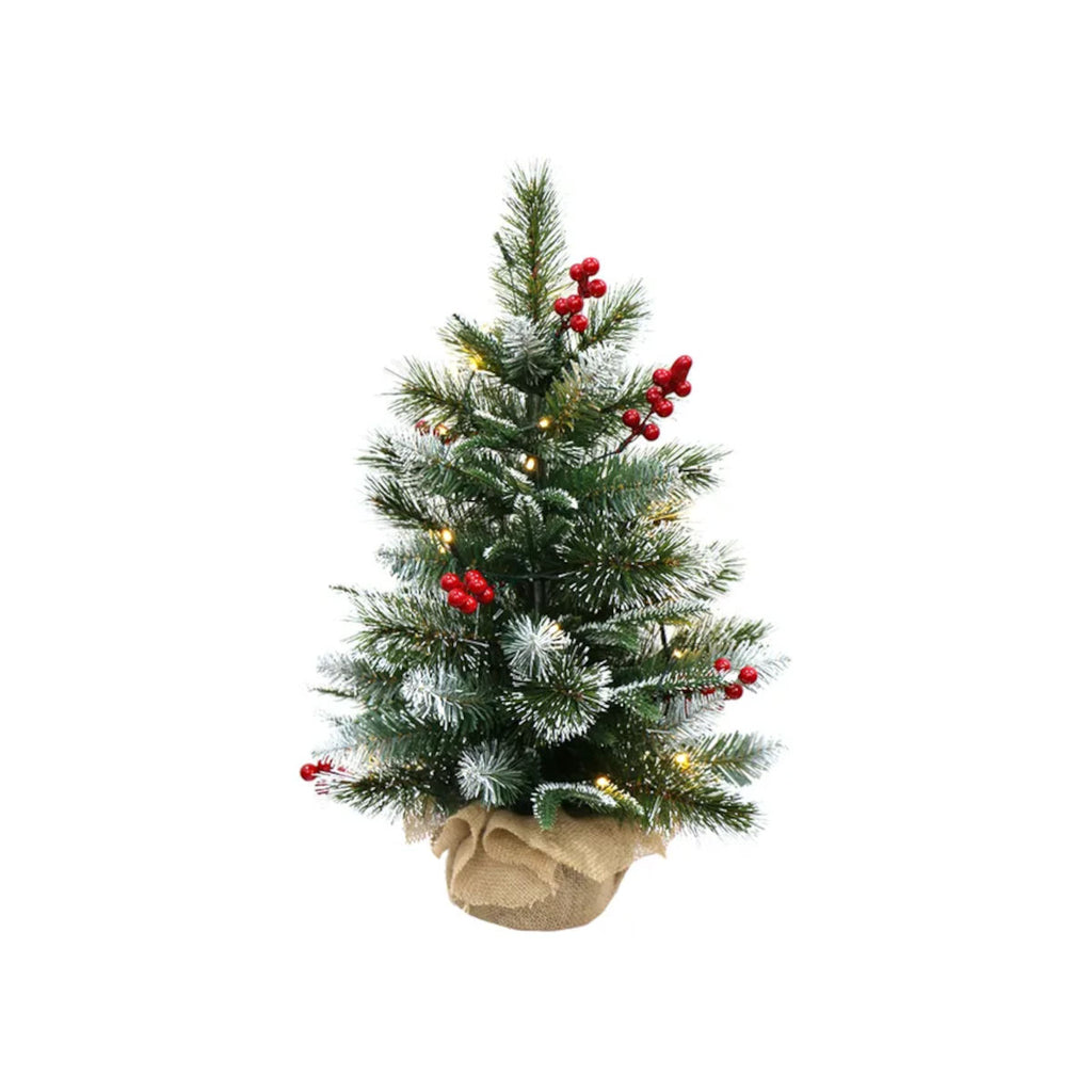 Gala Berry Snow Burlap LED Tree 60cm | Minimax