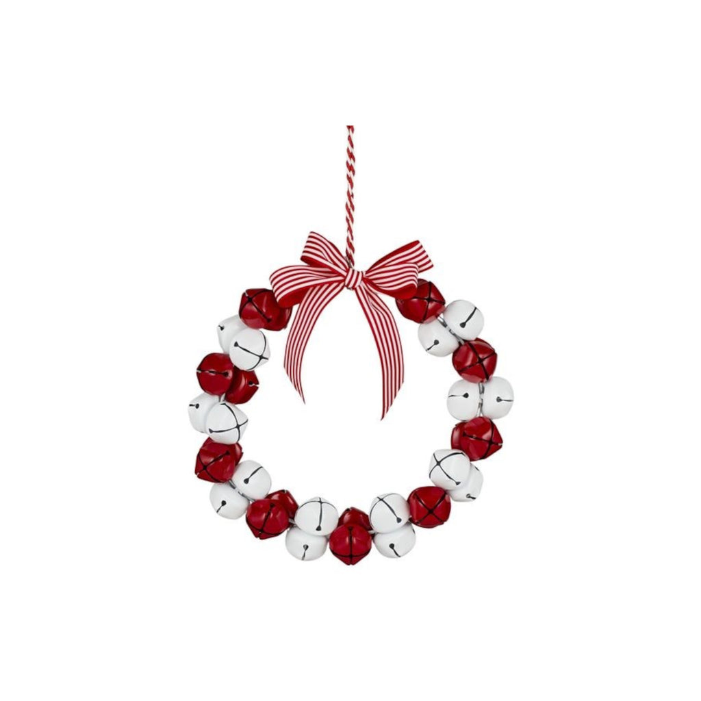 Gala Metal Bell with Bow Wreath Ornament Red & White 26cm | Minimax