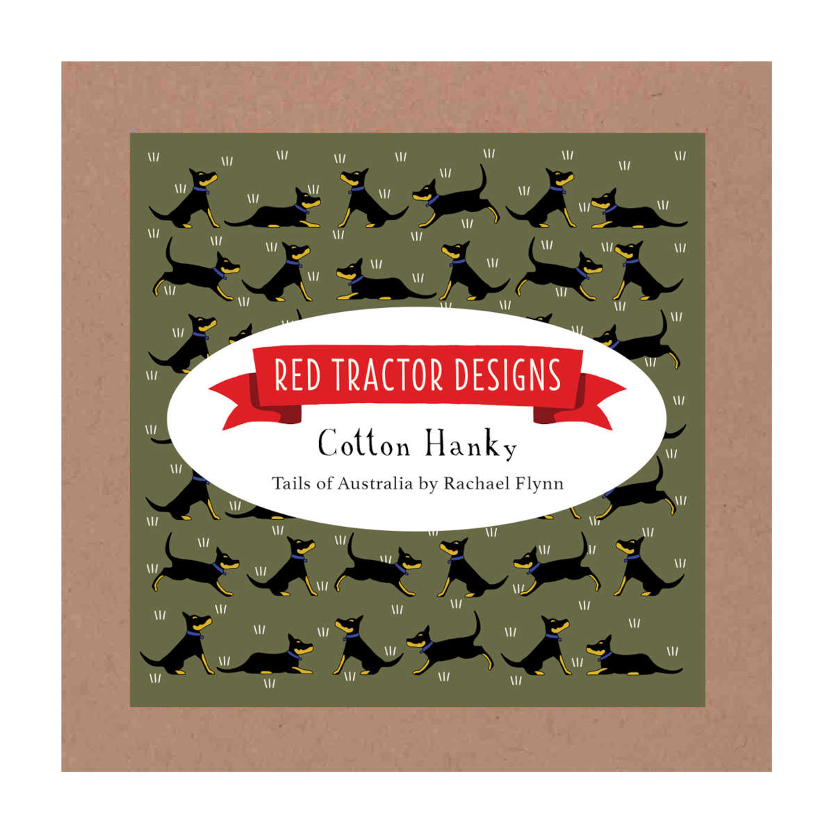 Red Tractor Designs Kelpie Cotton Hanky Boxed Black/Tan 35cm