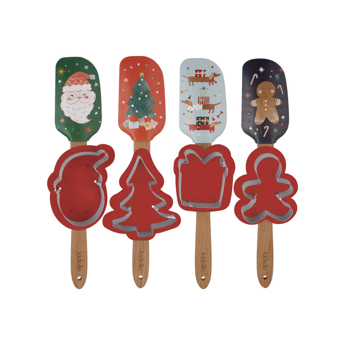 Ladelle Dasher Christmas Spatula/Cookie Cutter Set | Minimax