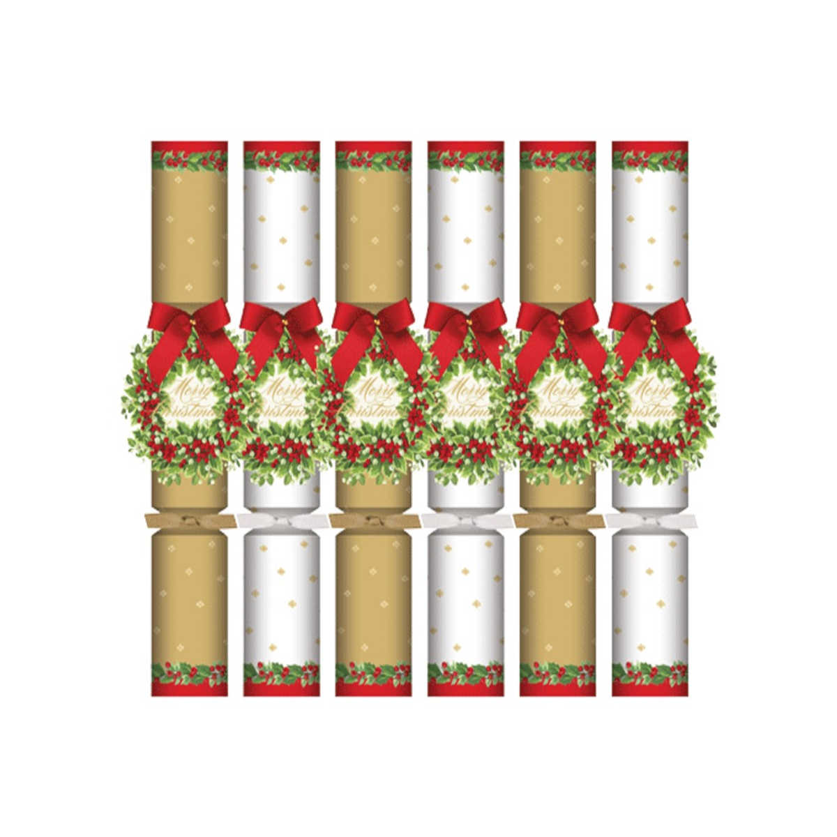 Caspari Holly and Berry Wreath Celebration Crackers (Set of 6) | Minimax