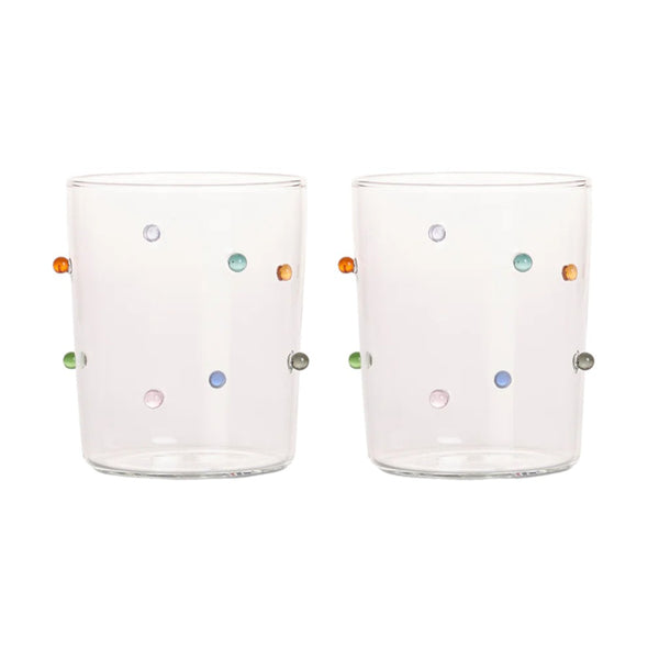 Maison Balzac Pomponette Gobelets Clear & Multi 450ml (Set of 2) | Minimax