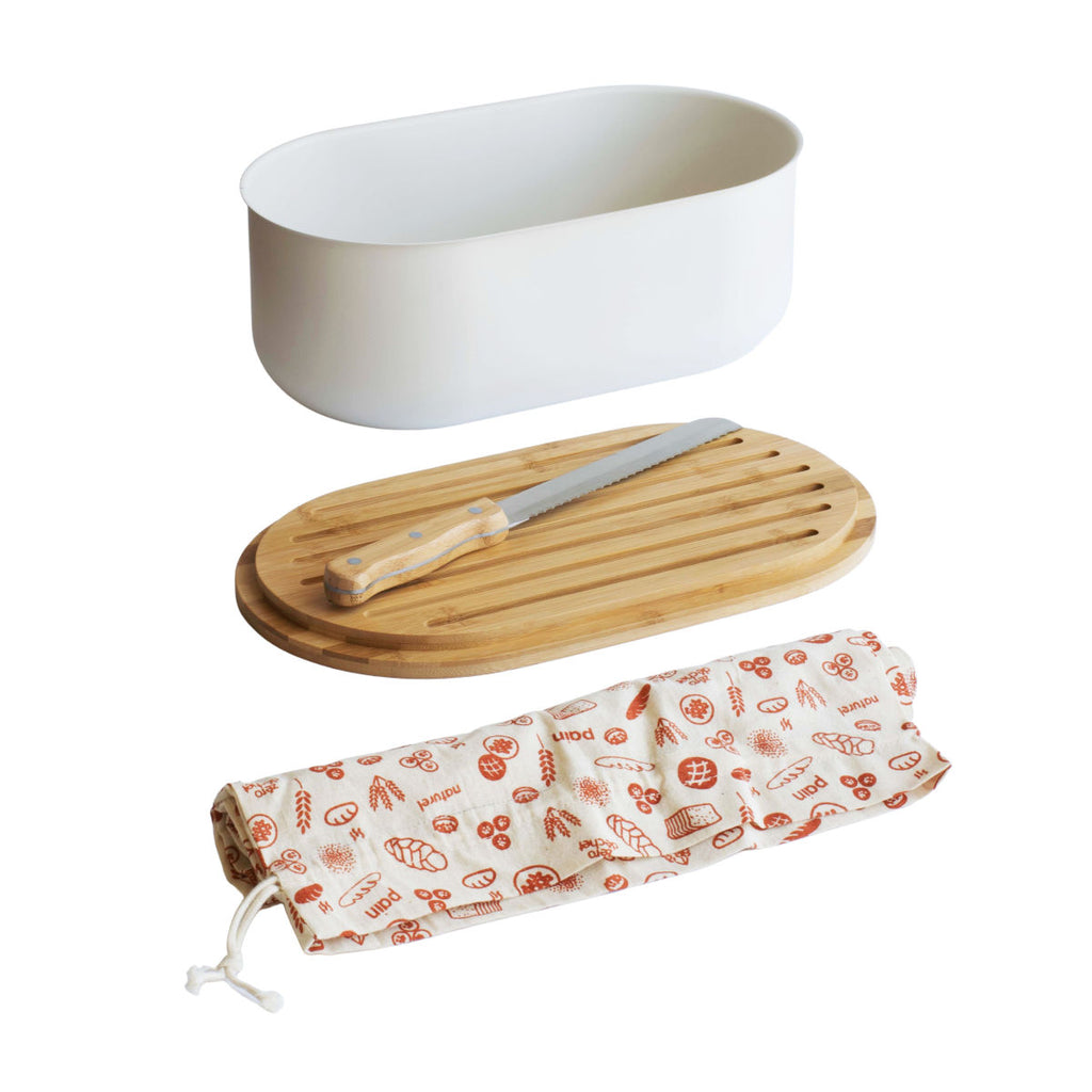 Pebbly Bread Box with Knife | Minimax