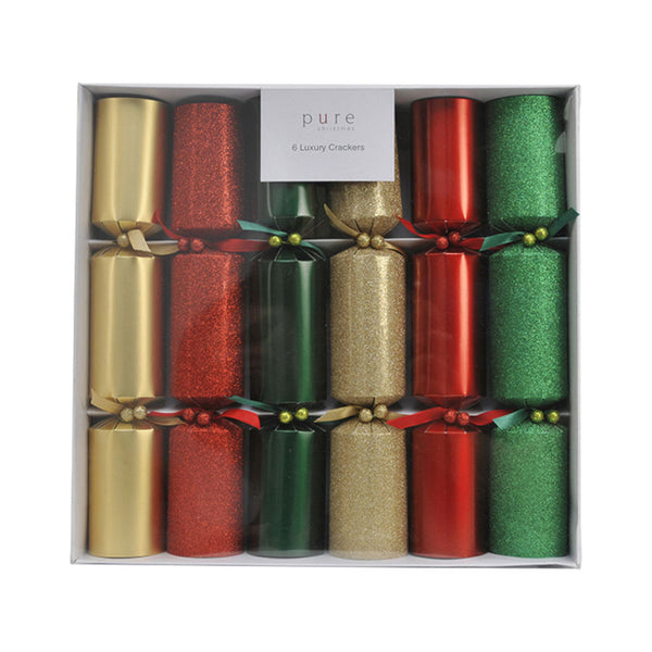 Pure Christmas Platinum Crackers Red/Gold/Green (Set of 6) | Minimax