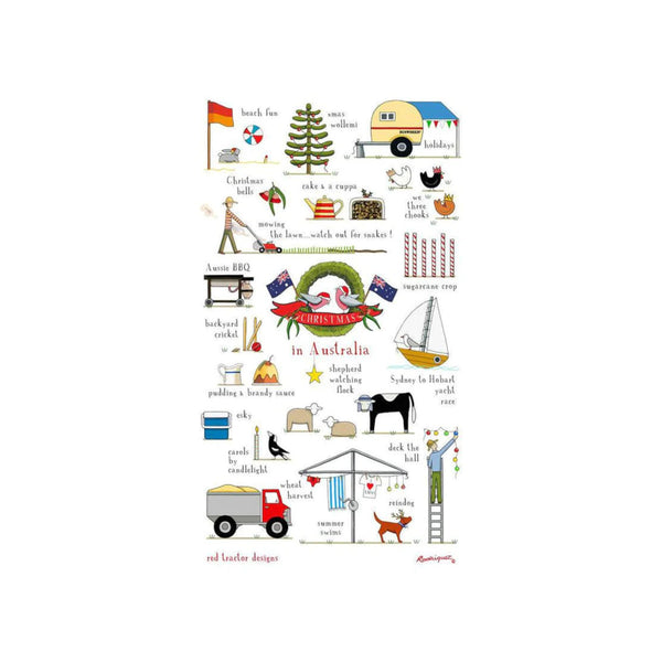 Red Tractor Design Tea Towel Christmas in Australia | Minimax