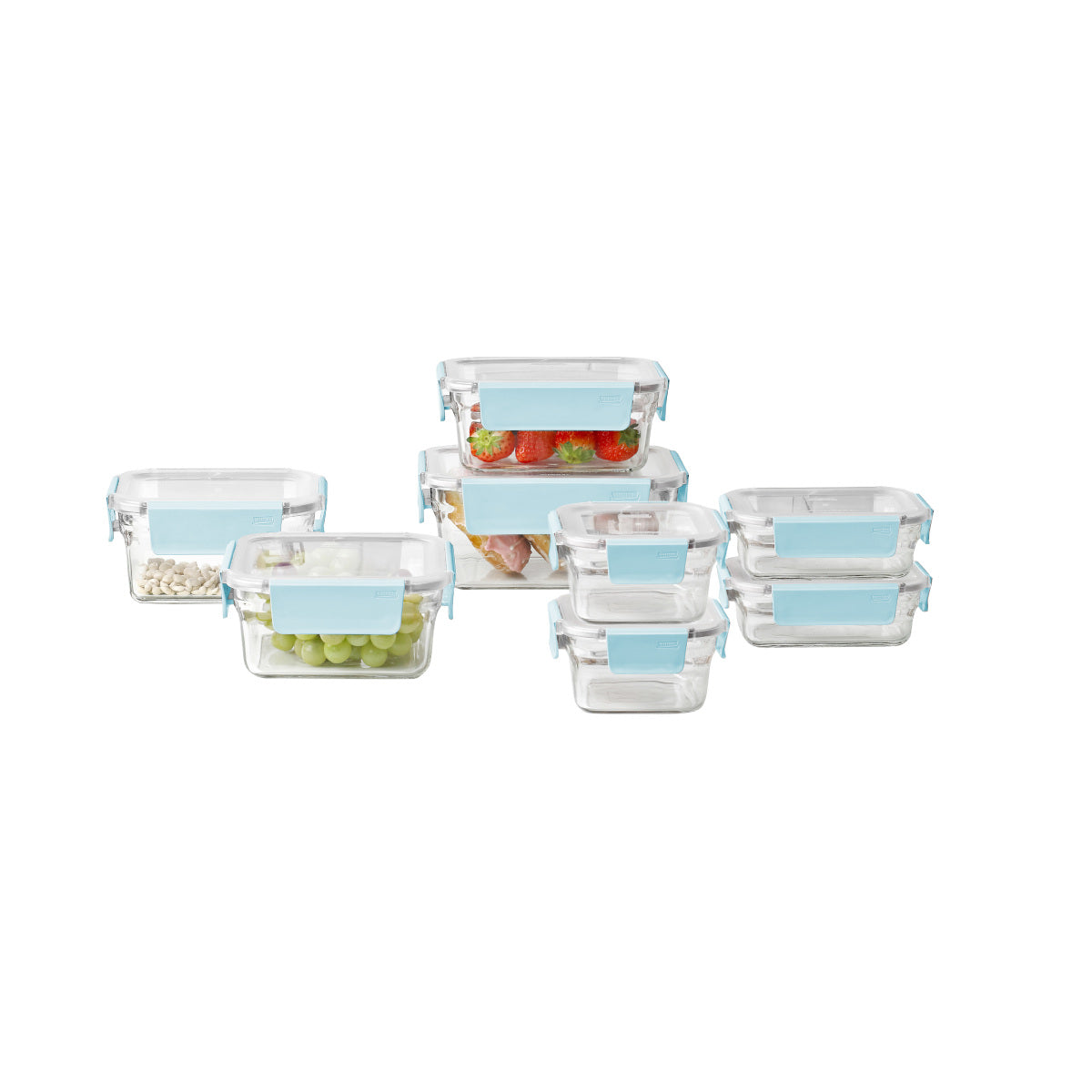 Glasslock Premium Food Container Set Blue 8 Piece