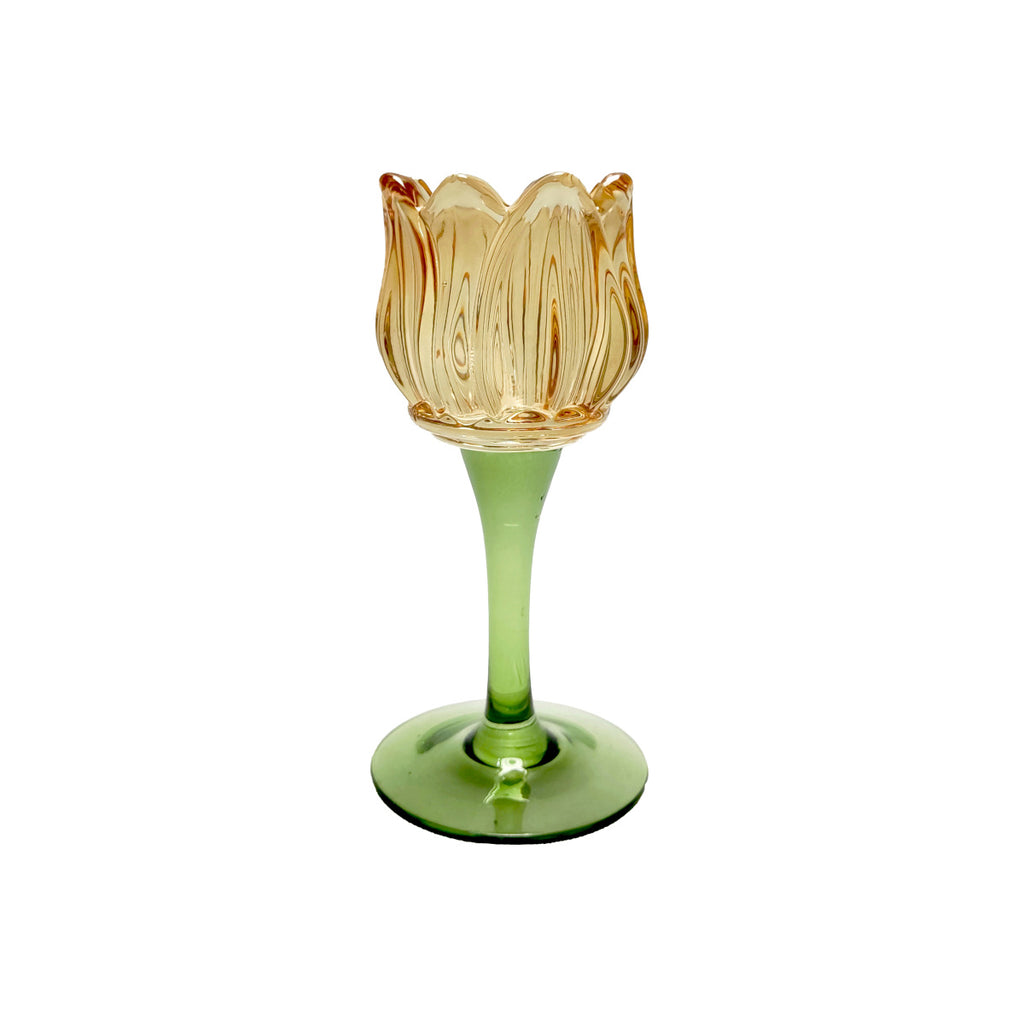 Figgins Stemmed Flower Votive Amber 16cm | Minimax