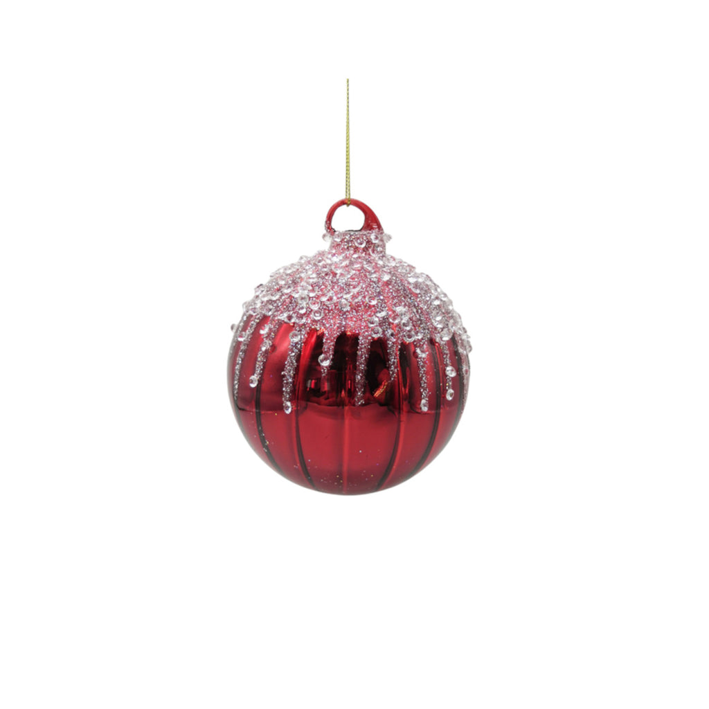 Pure Christmas Pearl Glass Bauble Christmas Ornament Red 10cm | Minimax