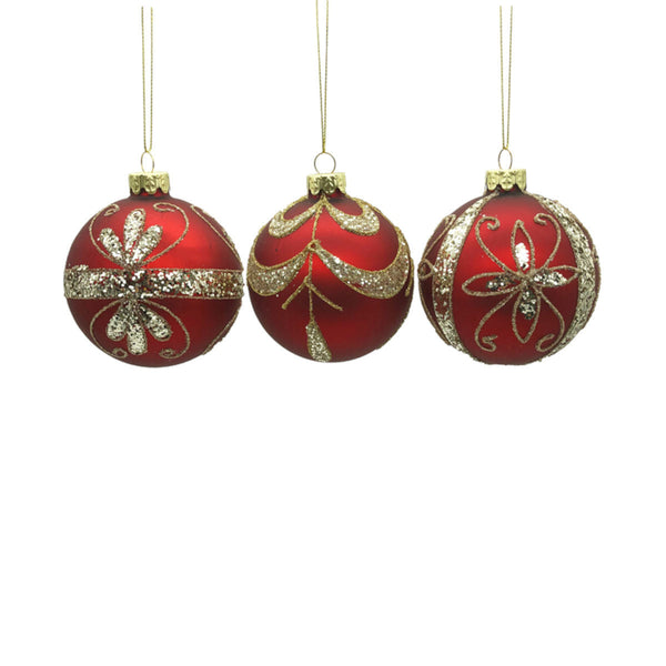 Pure Christmas Christmas Bauble Red 8cm Assorted | Minimax 