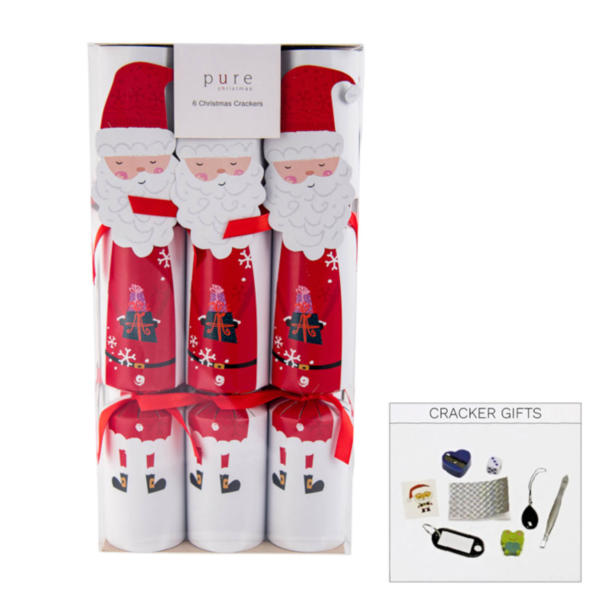 Pure Christmas Premium Wreath Crackers White/Silver (Set of 6) | Minimax