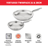 Tefal Virtuoso Induction Stainless Steel Frypan Set 24/28cm | Minimax