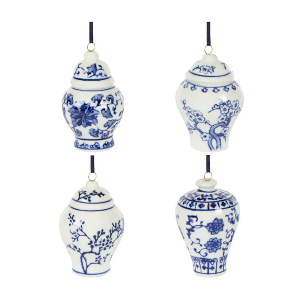 Vixen & Velvet Chinoiserie Hanging Jar White & Blue Assorted | Minimax