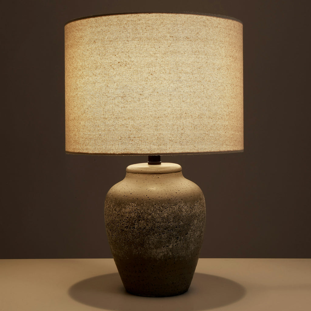 Amalfi Rustic Stone Table Lamp Stone & Cream 35.5x35.5x55.5cm