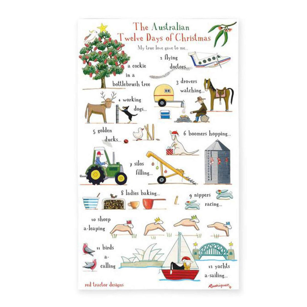 Red Tractor Designs The Australian 12 Days of Christmas Teatowel | Minimax