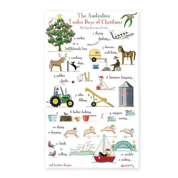 Red Tractor Designs The Australian 12 Days of Christmas Teatowel | Minimax