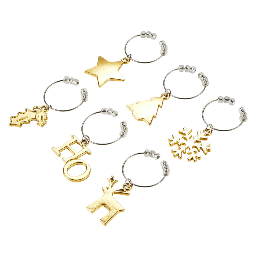 Avanti Christmas Wine Charms Gold 6 Piece | Minimax