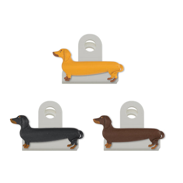 Kikkerland Sausage Dog Bag Clips Black & Brown Set of 3 | Minimax