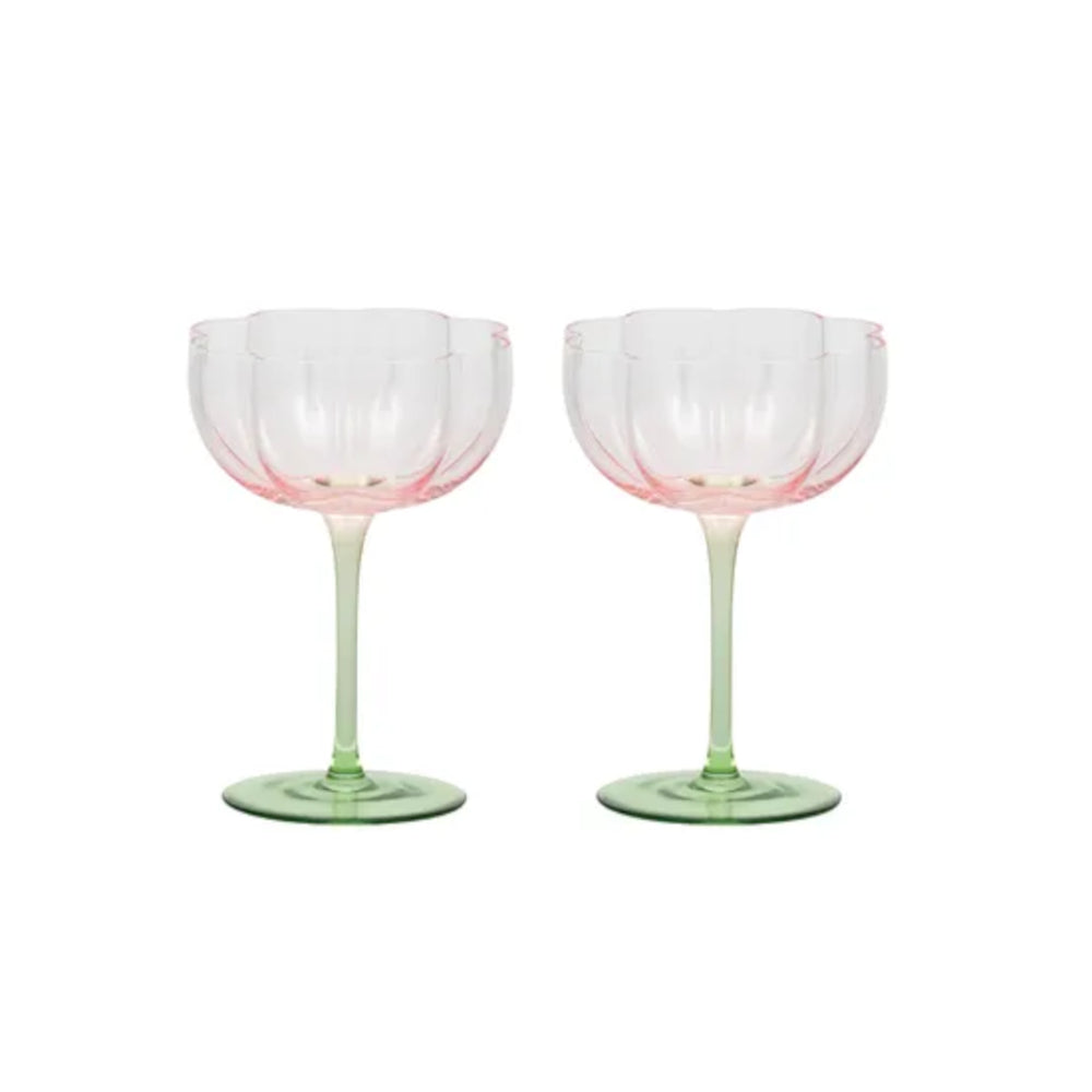 Coast to Coast Lotti Tulip Glass Pink/Green 11x15cm (Set of 2) | Minimax