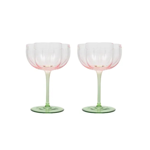 Coast to Coast Lotti Tulip Glass Pink/Green 11x15cm (Set of 2) | Minimax