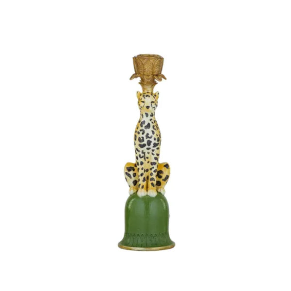 Coast to Coast Leo Leopard Resin Candle Holder Green 25cm | Minimax