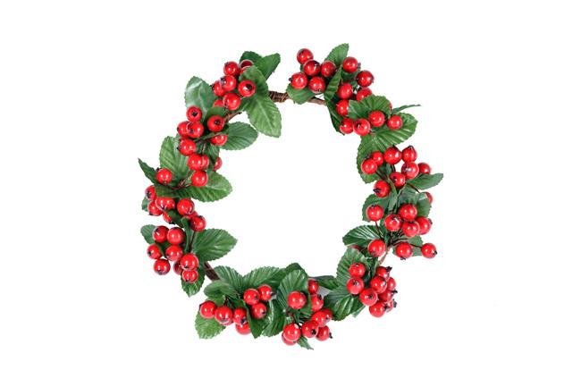 Gala Berry with Leaves Wreath Red 15cm | Minimax