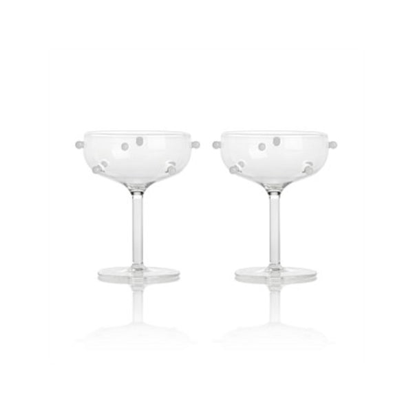 Maison Balzac Pomponette Champagne Coupe Glasses Clear 125ml (Set of 2) | Minimax