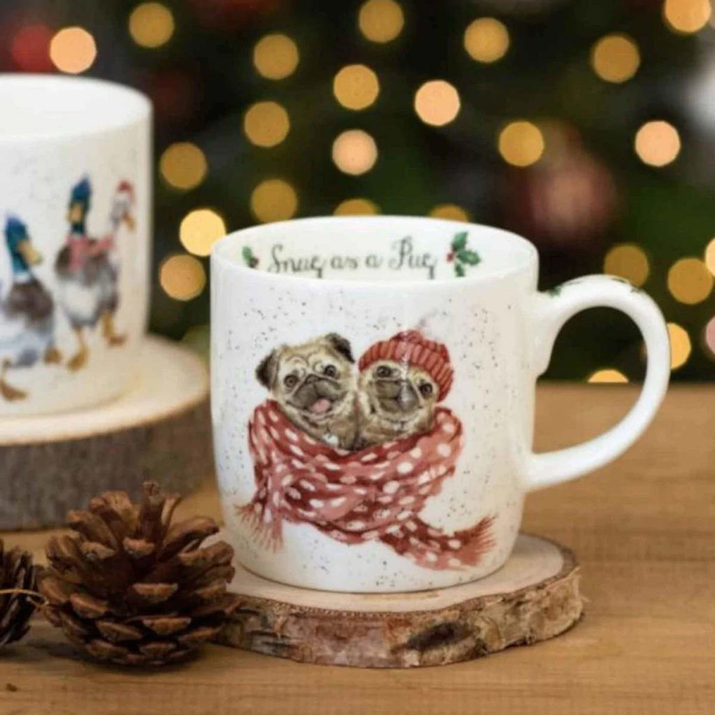 Royal Worcester Wrendale Snug as a Pug Christmas Mug 300ml | Minimax