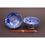 Aizome Koi Carp Blue Bowl Chopstick Set - Minimax