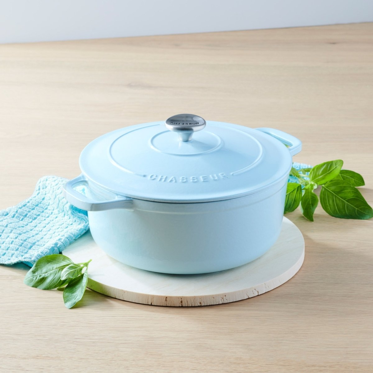 Chasseur Cast Iron Round French Oven Duck Egg Blue 28cm 6.1L