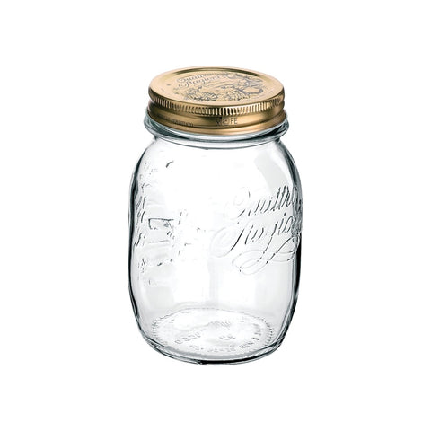 Bormioli Rocco Fido Square Jar with Blue Lid, 72-Ounce 